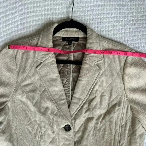 Talbots Blazer 16 Neutral Wool Quilted Academia Career Western Girl Classic - Picture 9 of 12